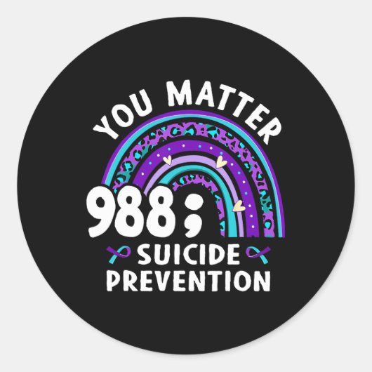 Rainbow You Problem 988 Zelfmoordpreventie Awarene Ronde Sticker (Voorkant)