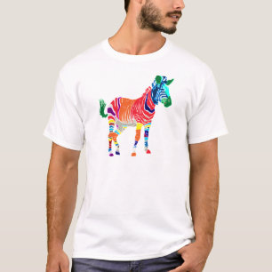 Rainbow Zebra Animals Monogramed Pattern Party T-shirt
