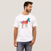 Rainbow Zebra Animals Monogramed Pattern Party T-shirt (Voorkant volledig)
