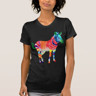 Rainbow Zebra Animals Monogramed Pattern Party T-shirt