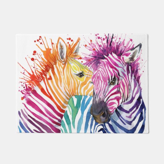 Rainbow Zebra Doormat Deurmat (Voorkant)