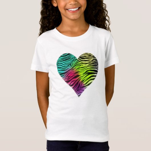 Rainbow Zebra Heart T-shirt (Voorkant)