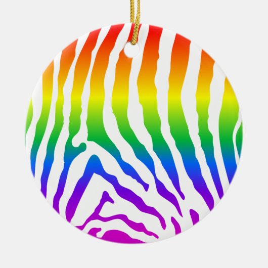 Rainbow Zebra Pattern Keramisch Ornament (Voorkant)