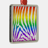 Rainbow Zebra Pattern Metalen Ornament (Rechts)
