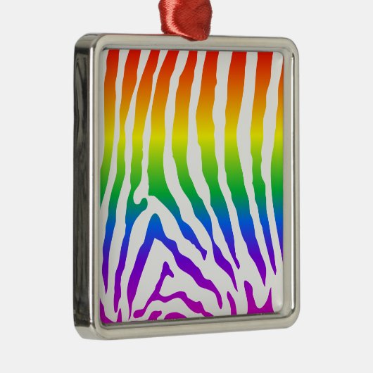 Rainbow Zebra Pattern Metalen Ornament (Rechts)