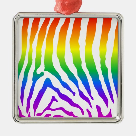 Rainbow Zebra Pattern Metalen Ornament (Voorkant)