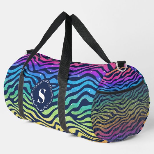 Rainbow Zebra Pattern Monogrammed Plunjezak (Rechterhoek)