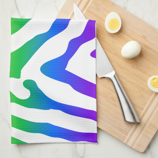 Rainbow Zebra Pattern Theedoek (Quarter Fold)