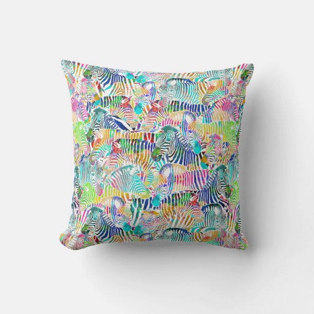 Rainbow Zebra Pillow Kussen (Voorkant)