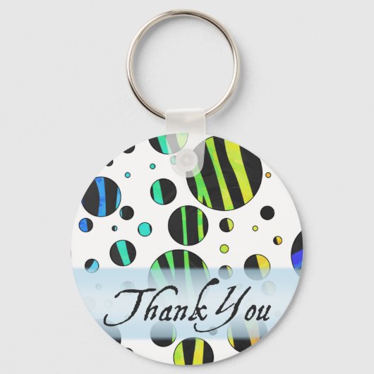 Rainbow Zebra Polka Dot Pattern Dank u Sleutelhanger (Voorkant)
