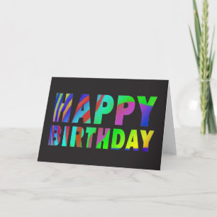 Rainbow Zebra Print Birthday Card Kaart