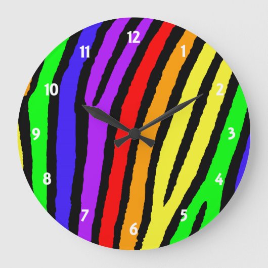 Rainbow Zebra Print Grote Klok (Voorkant)