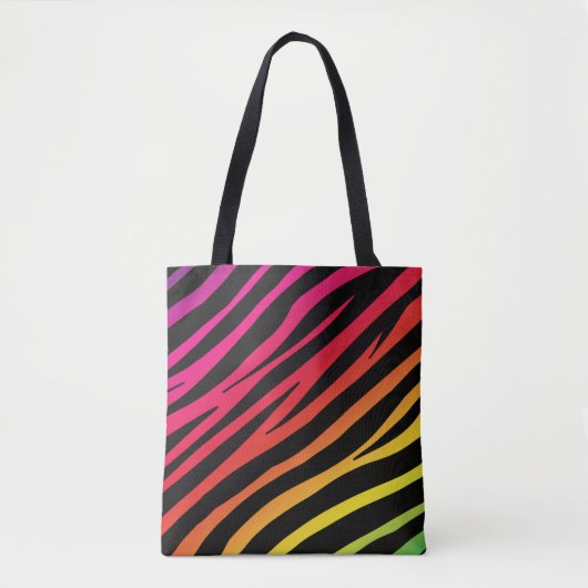 Rainbow zebra print meerdere kleuren draagtas (Voorkant)