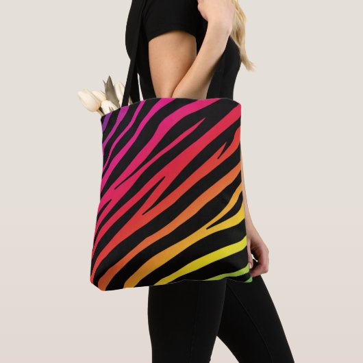 Rainbow zebra print meerdere kleuren draagtas (Dichtbij)