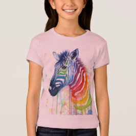 Rainbow Zebra Waterverf Kinder Shirt
