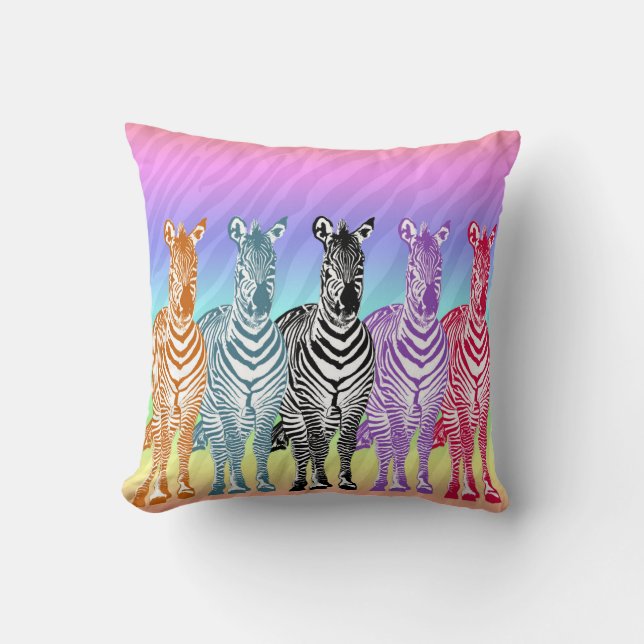 Rainbow Zebras Kussen (Voorkant)