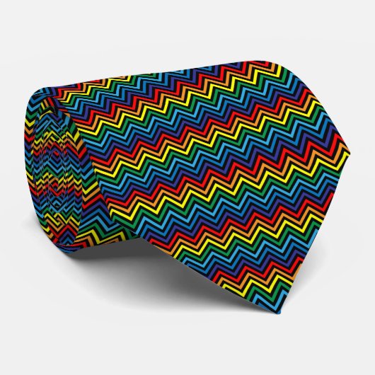 RAINBOW Zigzag Patroon - aanpasbare achtergrond Stropdas (Opgerold)
