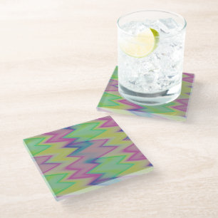 Rainbow Zigzags Glazen Onderzetter