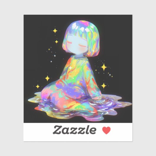Rainbowcore Slaperige Chibi Droomdruppel Sticker (Vel)