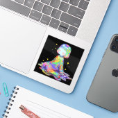 Rainbowcore Slaperige Chibi Droomdruppel Sticker (Laptop met iPhone)