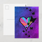 Rainboweart en vlinder briefkaart (Voorkant / Achterkant)