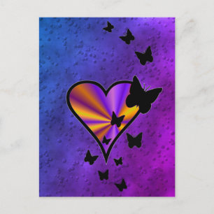 Rainboweart en vlinder briefkaart