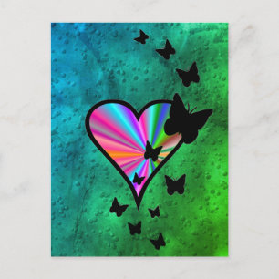 Rainboweart en vlinder briefkaart