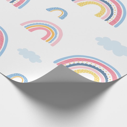 Rainbows Boho Pink Blue Yellow Fun Cute Cadeaupapier (Hoek)