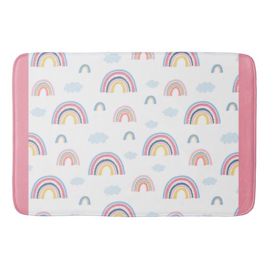 Rainbows Boho Pink Blue Yellow Fun Girly Badmat (Voorkant)
