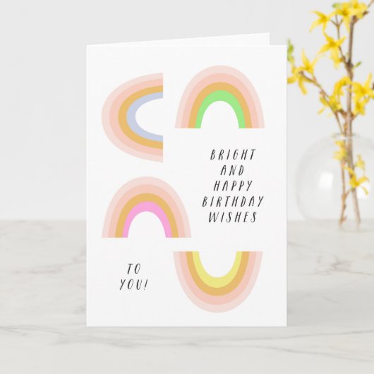 Rainbows carte d'anniversaire, moderne, lumineux,  (Fleur jaune)