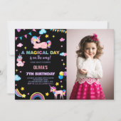 Rainbows drapeaux Unicorn Anniversaire Invitations (Devant)