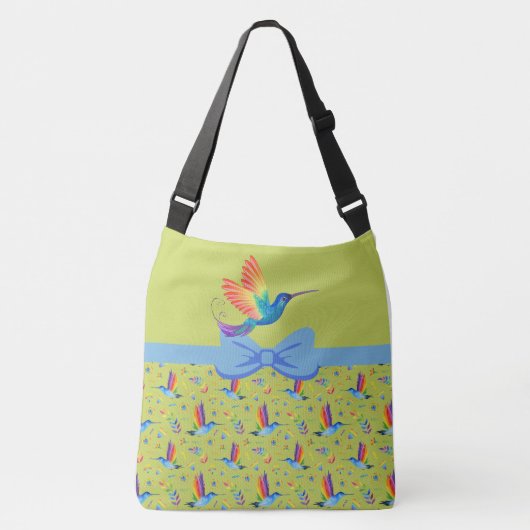 Rainbows en Love Humming Bird in Limoen Crossbody Tas (Voorkant)