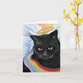Rainbow's End Angel Cat Painting Note Kaart (Gele Bloem)
