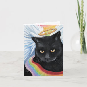 Rainbow's End Angel Cat Painting Note Kaart