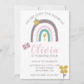 Rainbows et Fleurs Invitation de fête d'anniversai (Devant)