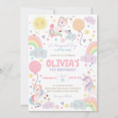 Rainbows et Unicorns Invitation Anniversaire Unico (Devant)