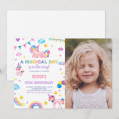 Rainbows Flags Unicorn Verjaardag Uitnodigingen Fo (Voorkant / Achterkant)