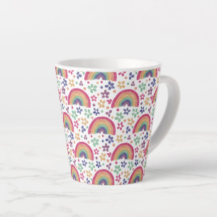 Rainbows & Flowers Latte Mok