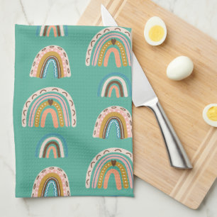 Rainbows hand-getekende doodle style Boho Scandi Theedoek