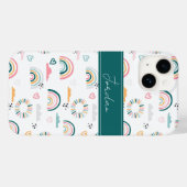 Rainbows & Hearts Patroon Case-Mate iPhone Case (Achterkant (horizontaal))