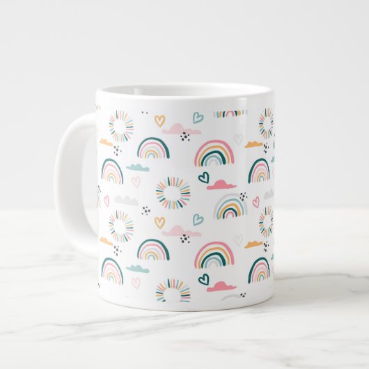 Rainbows & Hearts Patroon Extra Grote Beker (Voorkant links)