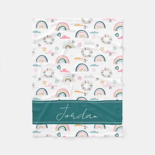 Rainbows & Hearts Patroon Fleece Deken (Voorkant)