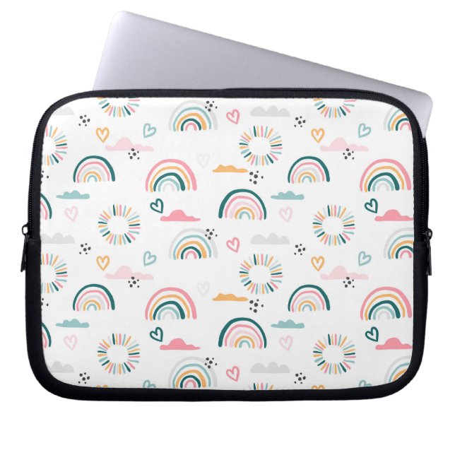 Rainbows & Hearts Patroon Laptop Sleeve (Voorkant)
