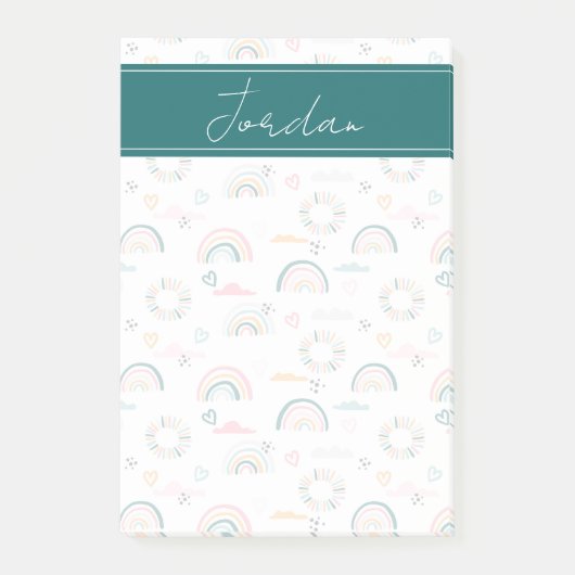 Rainbows & Hearts Patroon Post-it® Notes (Voorkant)