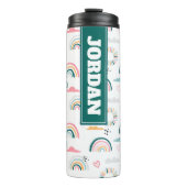 Rainbows & Hearts Patroon Thermosbeker (Voorkant)