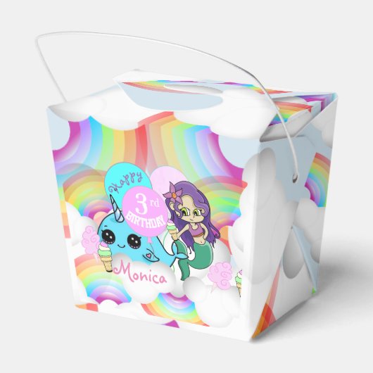 Rainbows Narwhal, Zeemeermin Partij Bedankdoosjes (Achterkant)