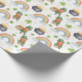 Rainbows Shamrocks Leprechauns St Patrick's Day Cadeaupapier (Hoek)