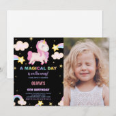 Rainbows Unicorn Anniversaire Invitations avec pho (Devant / Derrière)