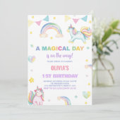 Rainbows Unicorn Invitations d'anniversaire (Debout devant)