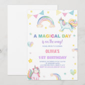 Rainbows Unicorn Invitations d'anniversaire (Devant / Derrière)